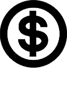 Dollar sign inside a bold black circle (currency/money icon)