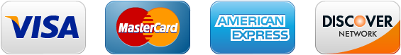 Accepted payment methods: Visa, MasterCard, American Express, and Discover.